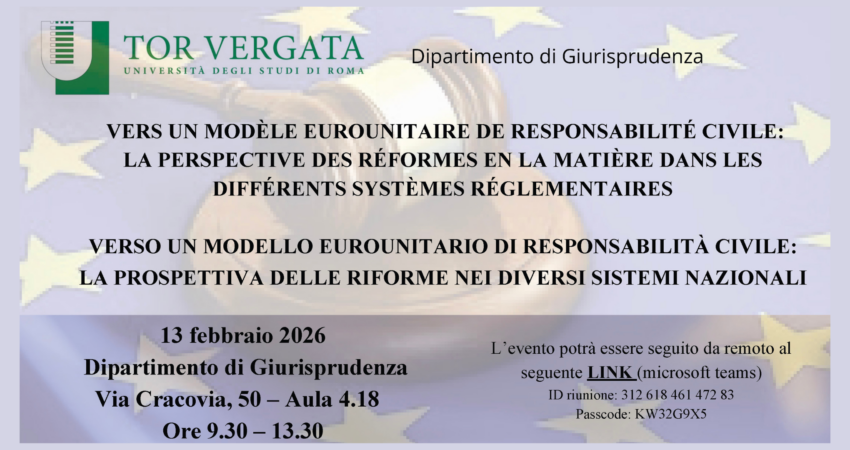 VERSO UN MODELLO EUROUNITARIO DI RESPONSABILITÀ CIVILE - 13 febbraio 2026