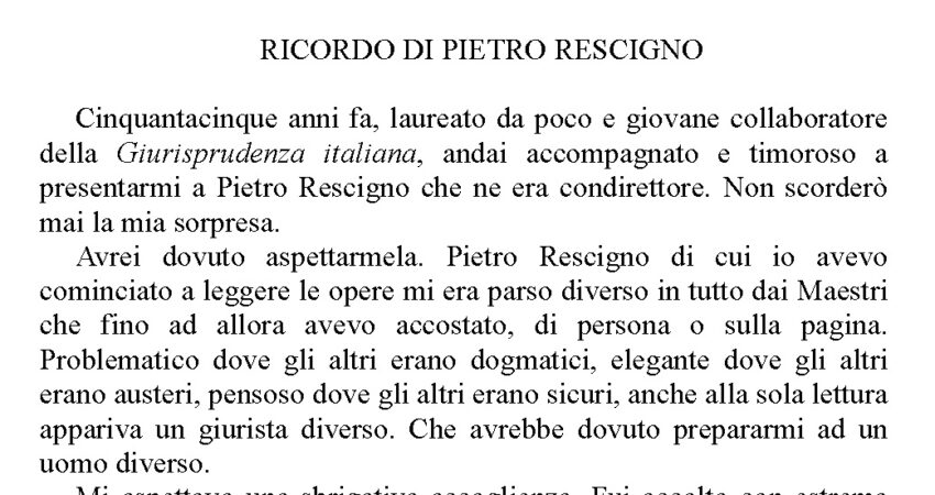 Aurelio Gentili ricorda Pietro Rescigno